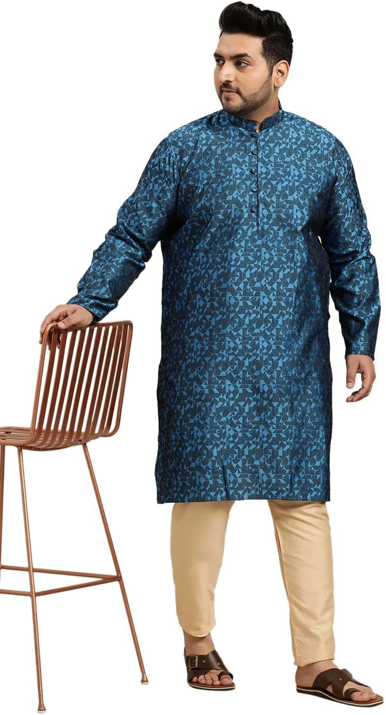 Sojanya PLUS, Size 7XL (Since 1958), Men's Silk Blend Maroon Self Design Only Long Kurta